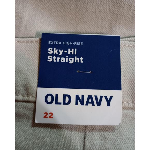Old Navy Pants Womens 22 Beige Extra High-Rise Sky-Hi Straight Stretch Casual - Picture 6 of 11